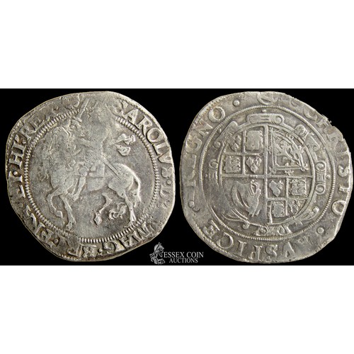 335 - Charles I Halfcrown. Silver, 14.84 grams. 35.13 mm. Obv: King on foreshorten horse facing left, +CAR... 