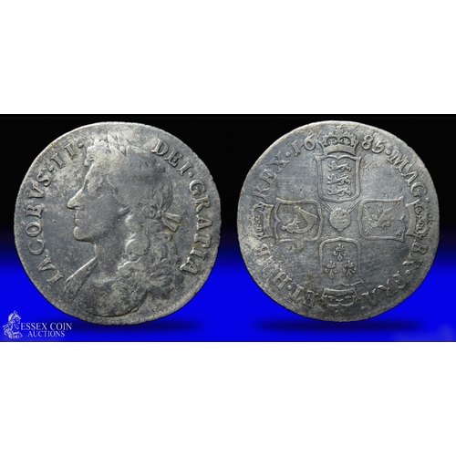 341 - James II shilling 1685. Silver, 26mm, 5.83g. Obv: laureate bust left, +IACOBVS II DEI GRATIA. Rev: c... 