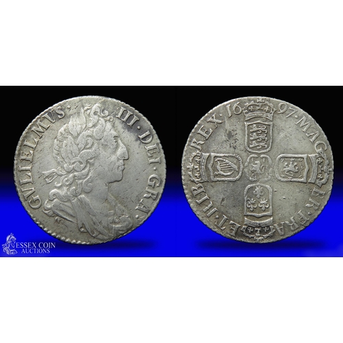 345 - William III sixpence 1697. 21mm, 3.0g. Obv: first laureate and draped bust right, +GVLIELMVS  III DE... 