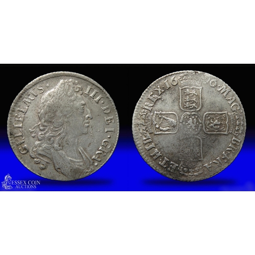 347 - William III sixpence 1696. 25mm, 5.84g. Obv: first laureate and draped bust right, +GVLIELMVS  III D... 