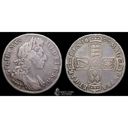 348 - William III Halfcrown York. Silver, 14.72 grams. 32.64 mm. Obv: laureate bust right, Y below, +GVLIE... 