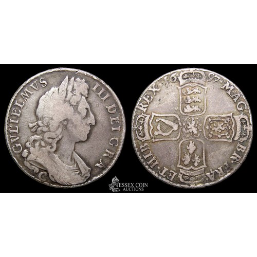 350 - William III Halfcrown, Chester mint. Silver, 15.15 grams. 33.07 mm. Obv: first laureate and draped b... 