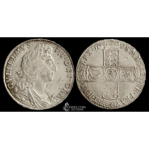 352 - William III Halfcrown, dated 1698. Silver, 14.81 grams. 32.60 mm. First laureate and draped bust rig... 