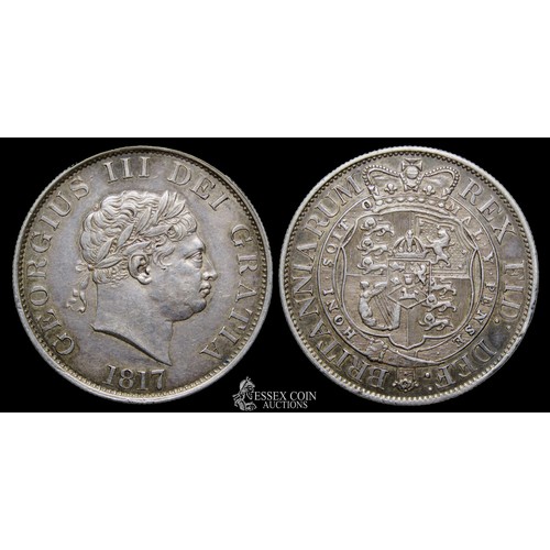 364 - George III Halfcrown. Silver, 14.13 grams. 32.25 mm. Obv: Small laureate head right. Date below, +GE... 