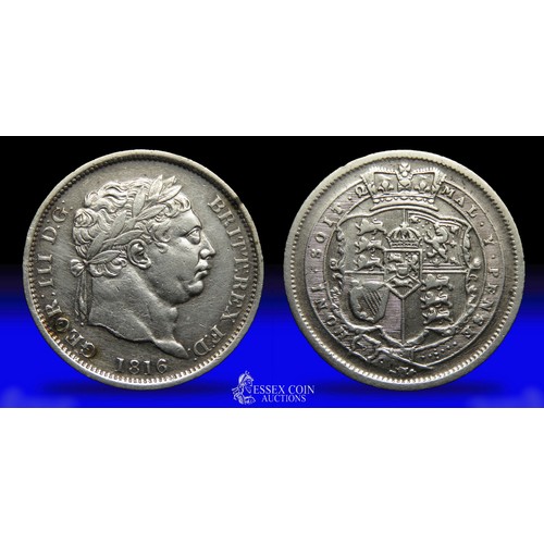 371 - George III shilling. Silver, 24mm, 5.61g. Obv: laureate bust facing right, +GEOR III D G BRITT REX F... 