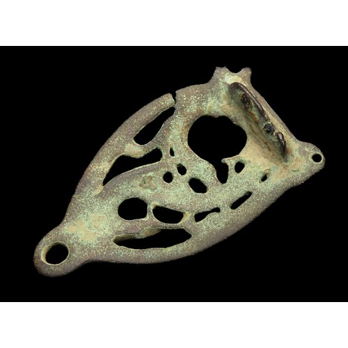 54 - Anglo-Saxon stirrup mount. Circa, 10th-11th century AD. Copper-alloy, 62mm x 35mm, 27.0g. An Anglo-S... 