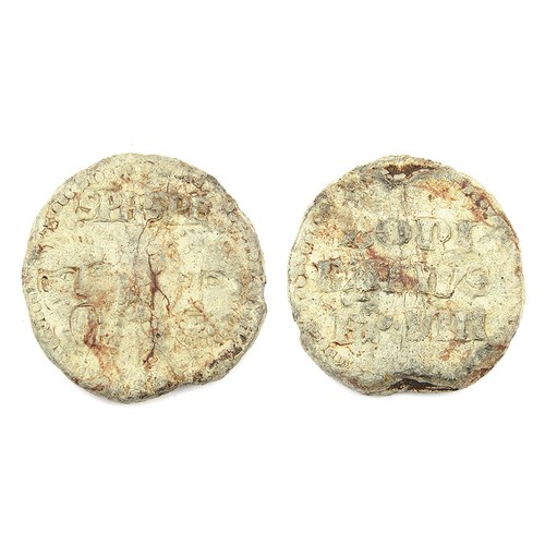 83 - Medieval Papal bulla. Lead, 41.27g. 34.67 mm. Bulla of Pope Boniface VIII (1294 to 1303). The obvers... 