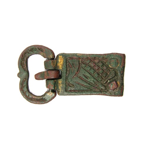 85 - Medieval zoomorphic buckle & plate. Copper-alloy, 10.52g. 40.52 mm. An ornate example with the b... 