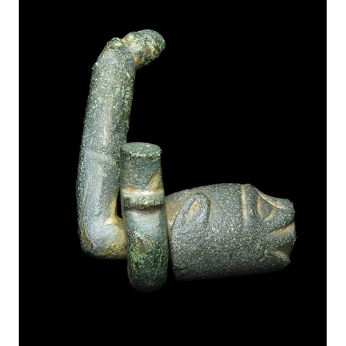 88 - Medieval zoomorphic casket handle terminal. Circa 14th-15th century AD. Copper-alloy, 45mm x 32mm, 5... 