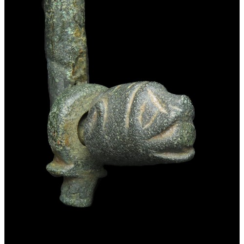 88 - Medieval zoomorphic casket handle terminal. Circa 14th-15th century AD. Copper-alloy, 45mm x 32mm, 5... 