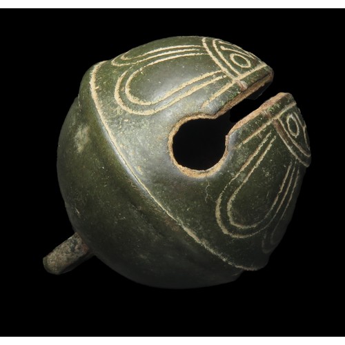 113 - Crotal bell. Circa 18th-19th century AD. Copper-alloy, 51mm diameter x 59mm, 93.9g. A large example,... 