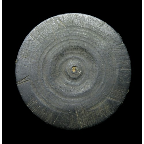 114 - James II bronze trade weight. 55mm diameter x 6mm, 107.4g. Marked with a crowned I, A, sword and ewe... 