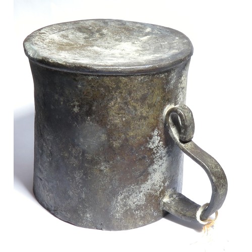 115 - Post Medieval pewter cup or tankard. Circa 17th century AD. 82mm x 85mm diameter, 295g. Cylindrical ... 