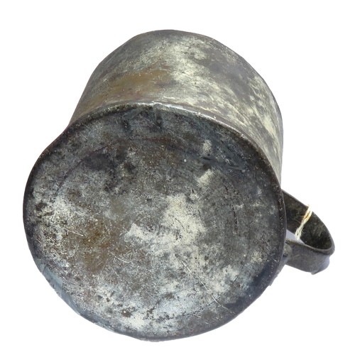 115 - Post Medieval pewter cup or tankard. Circa 17th century AD. 82mm x 85mm diameter, 295g. Cylindrical ... 