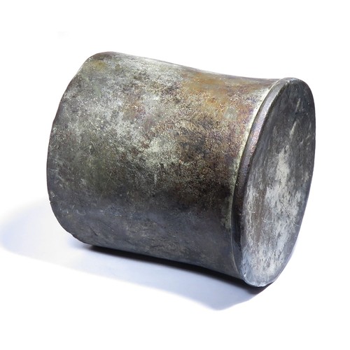 115 - Post Medieval pewter cup or tankard. Circa 17th century AD. 82mm x 85mm diameter, 295g. Cylindrical ... 