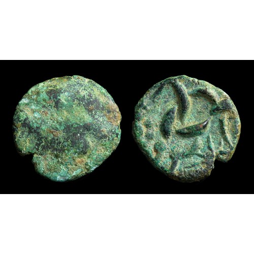 130 - Corieltavi, South Ferriby stater c. 45 - 10 BC The bronze core from a gold-plated stater, 17mm, 2.66... 