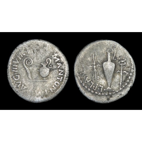 155 - Mark Antony Denarius. 39 BC, Military mint traveling with Antony & Plancus in central Greece. M.... 