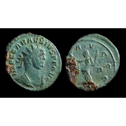 170 - Carausius bronze antoninianus. Bronze, 23mm, 2.96g. Obv: Radiate, draped and cuirassed bust right, +... 