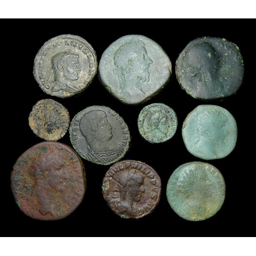 171 - Roman bronze coin group, (10 coins) largest 32mm.