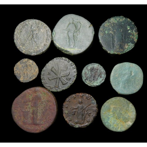 171 - Roman bronze coin group, (10 coins) largest 32mm.