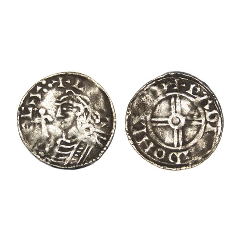 196 - Cnut penny, short cross type (1029-1035/6). Silver, 1.10g. 17.21 mm. Obv: diademed bust left with sc... 