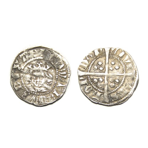 243 - Edward III Halfpenny, Florin coinage (1344-51). Silver, 0.57g. 15.56 mm. Obv: crowned facing bust, p... 