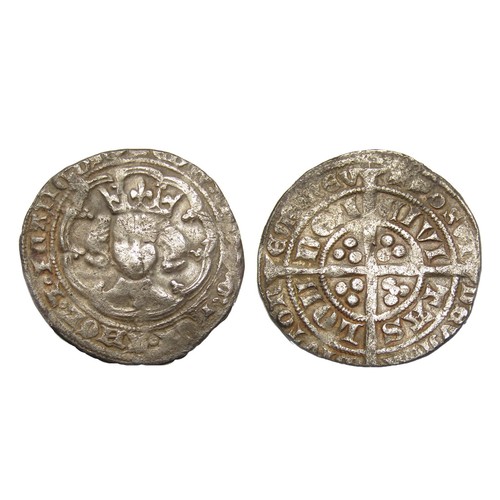 244 - Edward III Groat, series G (1356-61). Silver, 4.29g. 26.82 mm. Obv: crowned facing bust, annulet und... 