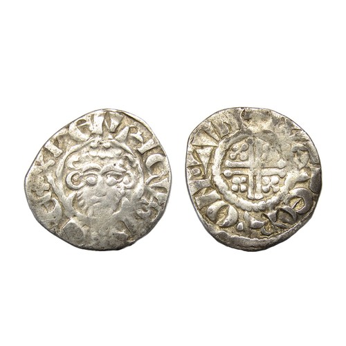 214 - Henry III Penny, class 6b (1213-c.1215). Silver, 1.20g. 18.19 mm. Obv: crowned facing bust holding s... 