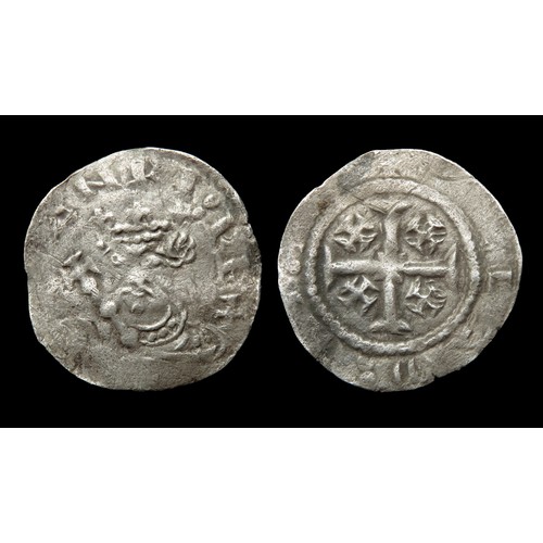 205 - Henry II Tealby penny. Silver, 20mm, 1.09g. Obv: crowned facing bust holding sceptre, +HENRI REX. Re... 