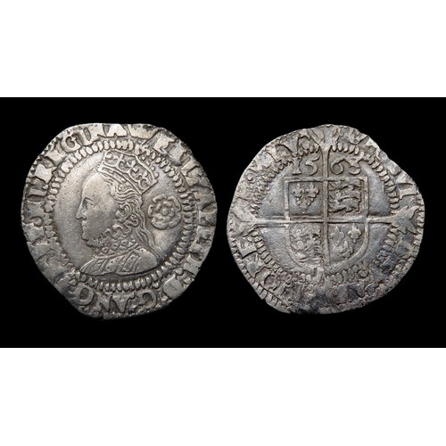 329 - Elizabeth I threepence, third and fourth issue, dated 1568. Silver, 20mm, 1.46g. Obv: crowned left f... 