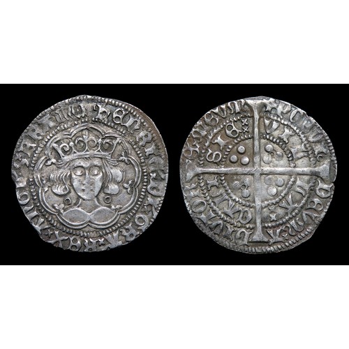 264 - Henry VI groat, annulet Issue, 1422-30. Silver, 28mm, 3.74g. Obverse: Crowned facing bust. +HENRIC D... 