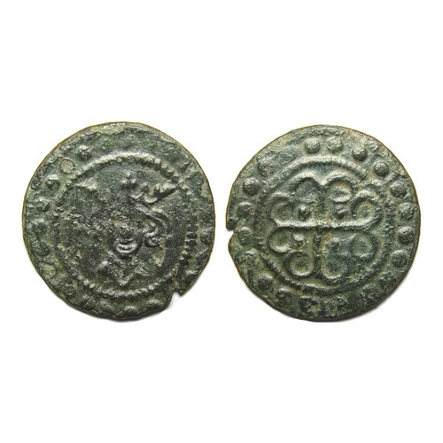 255 - English Medieval Jetton. Edward II, 1307-27. Type 1, Sterling head (Fox type 11). Copper, 1.30g, 19.... 