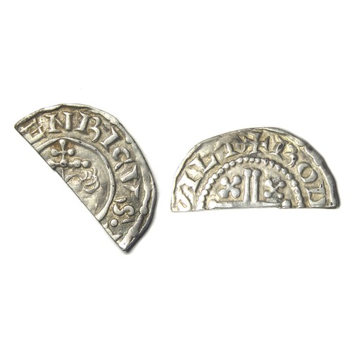 207 - Henry II short cross cut half penny. Silver, 0.75g, 18.80 mm. Obv: crowned facing bust holding scept... 