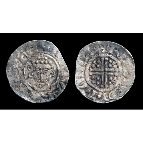 213 - John Short cross penny, class 5b. Silver, 19mm, 1.35g. Obv: crowned facing bust holding sceptre, +HE... 