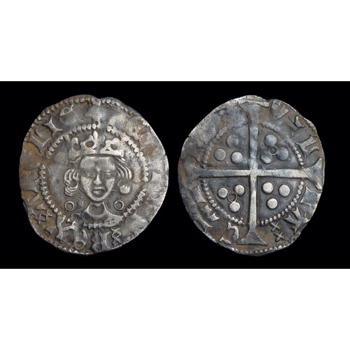 265 - Henry VI penny, annulet issue (1422-30). Silver, 19mm, 0.89g. Obv: crowned facing bust, annulets by ... 