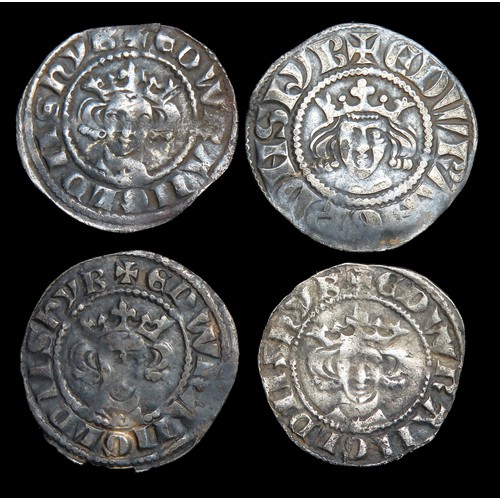 238 - Four Edward I pennies. Largest: 20mm. Three London mint class 9b's.