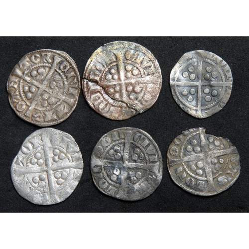 240 - Six silver pennies Edward I to Edward III (1279 -1377) London and Canterbury mints. One coin ha... 