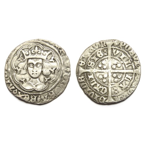 267 - Henry VI groat, pinecone-mascle/annulet issue mule. Silver, 3.49g. 24.92 mm. Obv: crowned facing bus... 