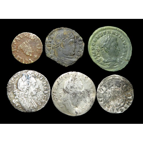 225 - Mixed coin group including a Henry III long cross penny, Tomas at York, two William III sixpences, t... 