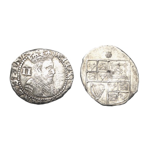 330 - James I Halfgroat, first coinage, 1603-4. Silver, 0.91g. 16.04 mm. Obverse: Crowned side facing bust... 