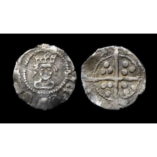 287 - Henry VII farthing. Silver, 9mm, 0.20g. Obv: crowned facing bust, +HENRIC DI GRA REX. Rev: long cros... 