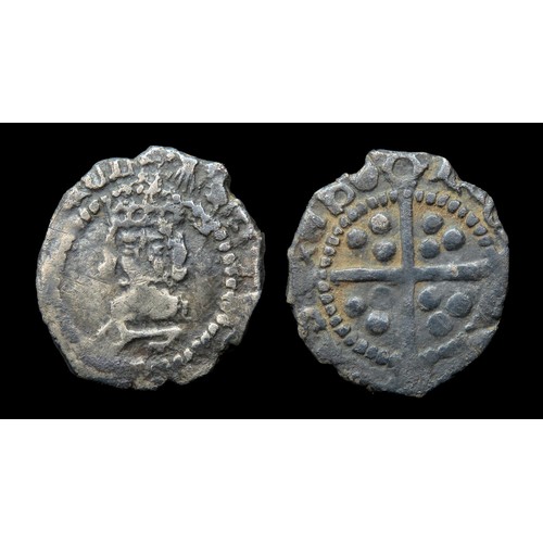 300 - Henry VIII halfpenny, first coinage (1509-26). Silver, 12mm, 0.31g. Obv: crowned facing bust, key be... 