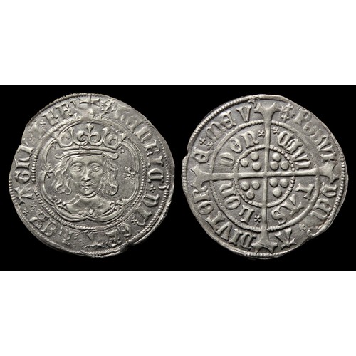 293 - Henry VII groat. Type IVb. Silver, 27mm, 3.17g. Obv: crowned facing bust, +HENRIC DI GRA REX ANGL Z ... 