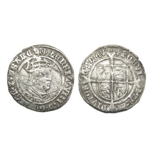 305 - Henry VIII groat, second coinage. Silver, 2.36g, 25.30 mm. Obverse: crowned bust facing right, +HENR... 