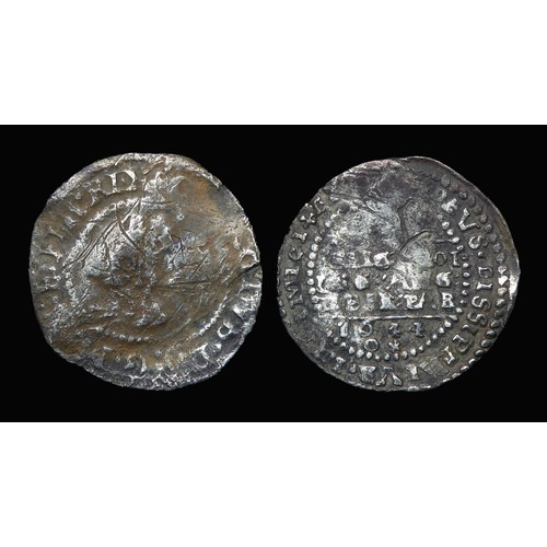 336 - Charles I declaration halfgroat, Oxford. Silver, 16mm, 0.92g Obv: crowned left facing bust, II behin... 