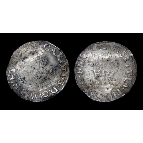 338 - Charles I halfgroat, Aberystwyth. Silver, 17mm, 0.94g. Obv: crowned bust left within beaded circle, ... 