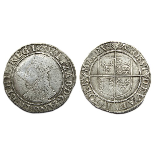 328 - Elizabeth I shilling, sixth issue (1582-1600). Silver, 6.11g. 30.57 mm. Obv: crowned left facing bus... 