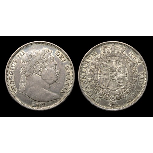 362 - George III halfcrown 1817, last coinage. Obv: laureate head right, date below, +GEORGIUS III DEI GRA... 