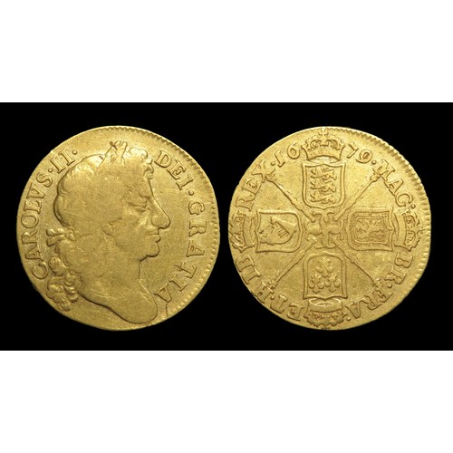 345 - Charles II guinea, 1679. Gold, 1679. 7.60g. Obv: laureate bust right, +CARLVS II DEI GRATIA. Rev: cr... 