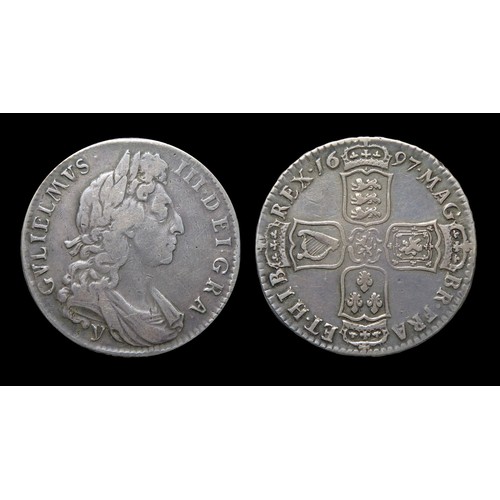 350 - William III Halfcrown York. Silver, 14.72 grams. 32.64 mm. Obv: laureate bust right, Y below, +GVLIE... 